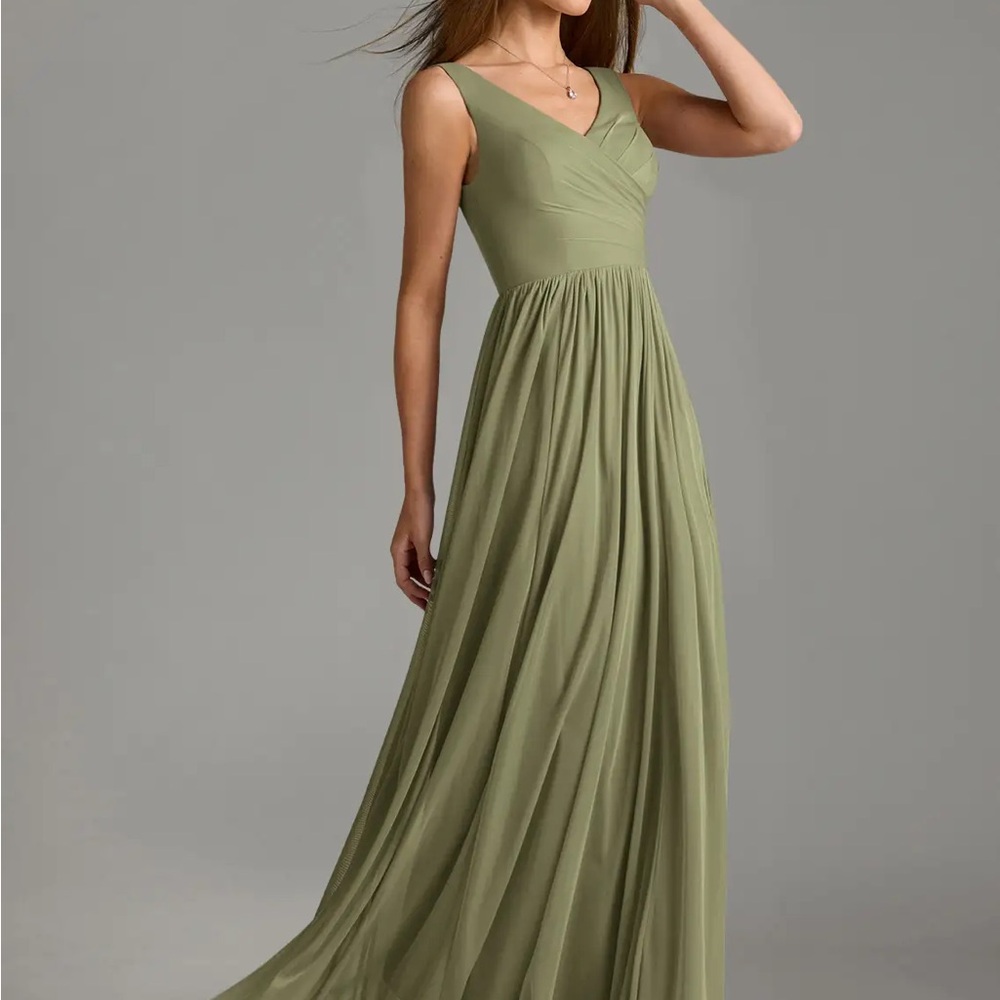 Azazie Keyla  Pistachio Mesh Gown - Sizing Below